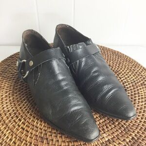 Charles David Leather Black Ankle Boots Western Style Size 9 Pointed